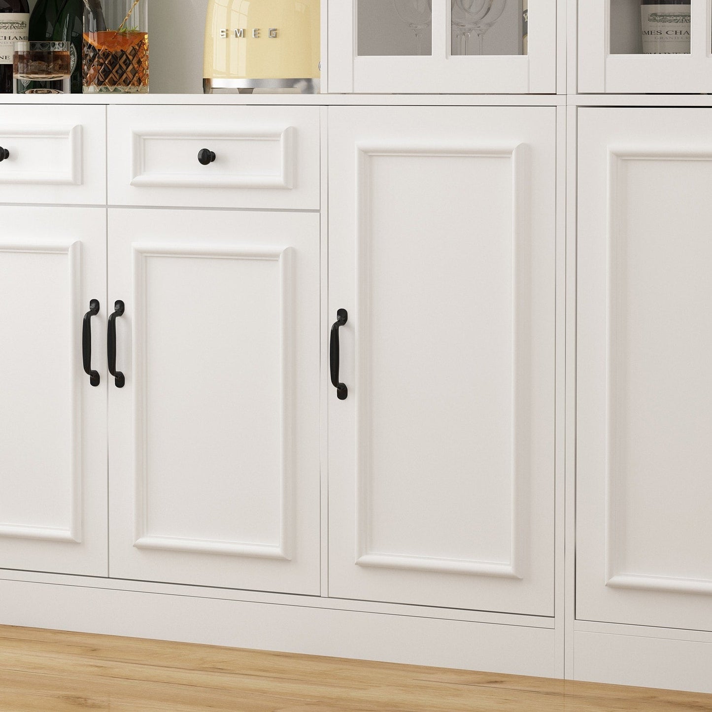 FUFU&GAGA Contemporary/Modern White China Cabinet with Wine Storage