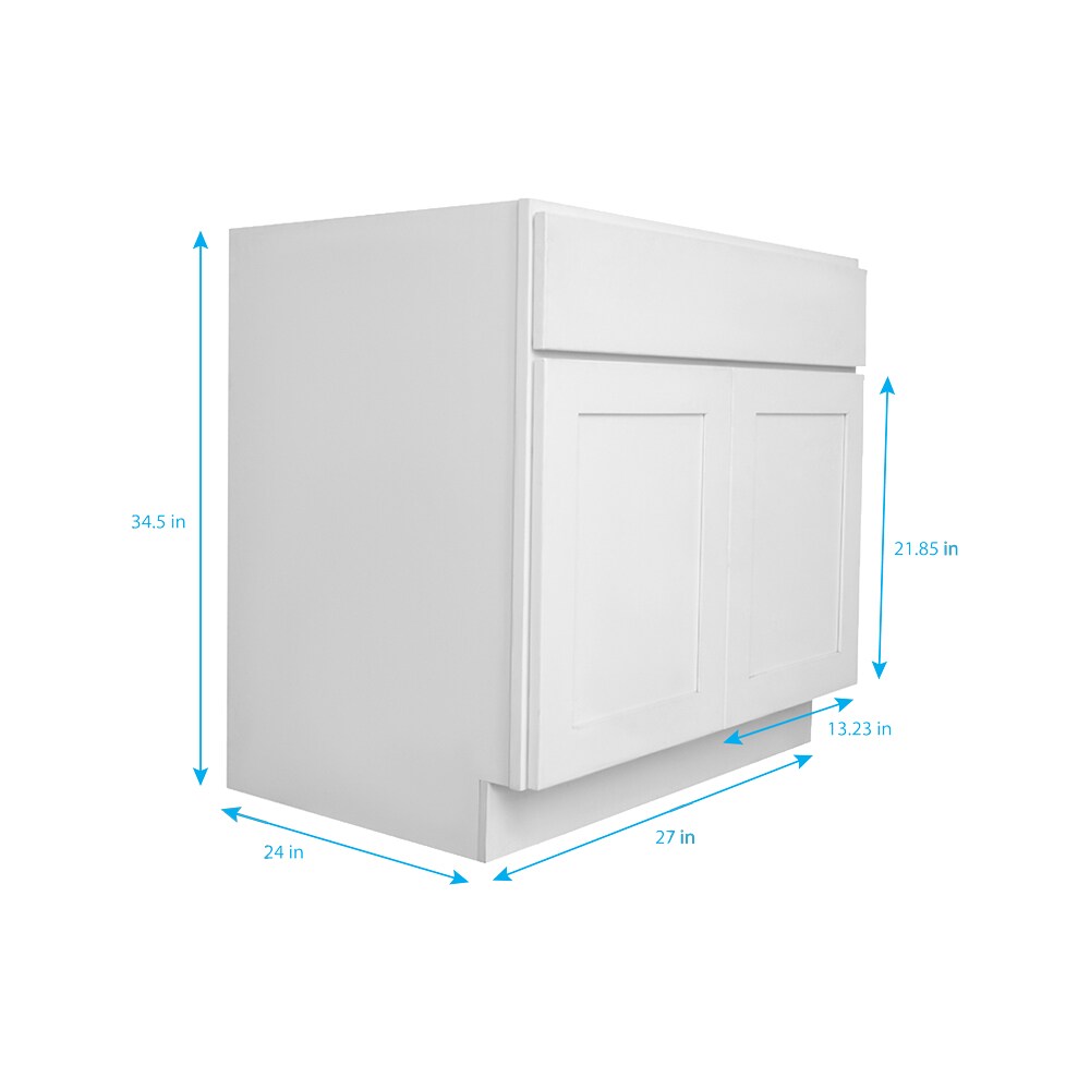 RELIABILT Fairplay 27-in W x 34.5-in H x 24-in D White 1-Drawer Base Ready To Assemble Plywood Cabinet (Recessed Panel Shaker Door Style)