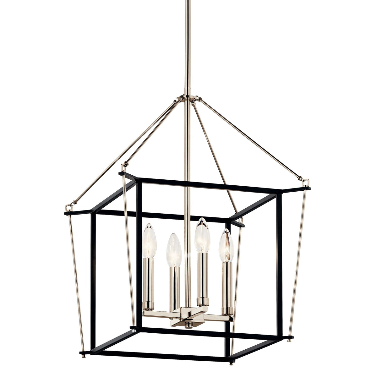 Kichler Eisley 4-Light Polished Nickel Modern/Contemporary Lantern Led, Medium Hanging Pendant Light