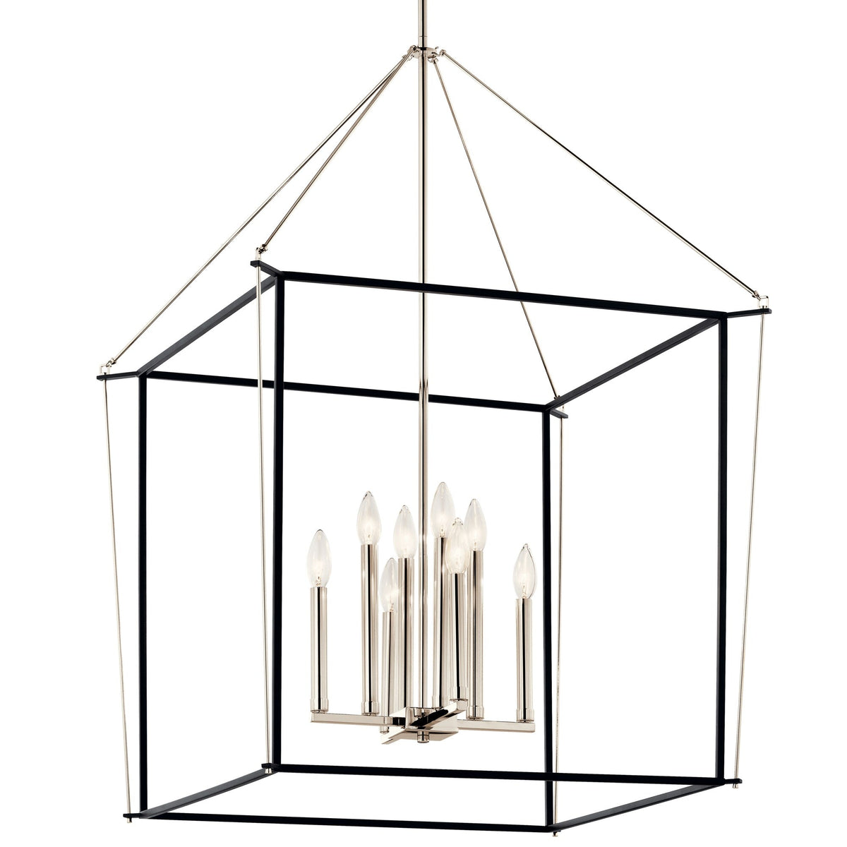 Kichler Eisley 8-Light Polished Nickel Modern/Contemporary Lantern Led, Large Hanging Pendant Light