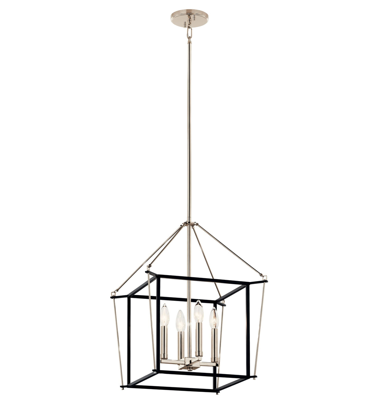 Kichler Eisley 4-Light Polished Nickel Modern/Contemporary Lantern Led, Medium Hanging Pendant Light