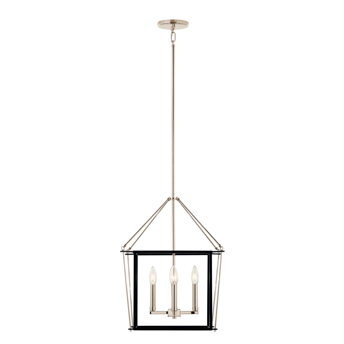 Kichler Eisley 4-Light Polished Nickel Modern/Contemporary Lantern Led, Medium Hanging Pendant Light