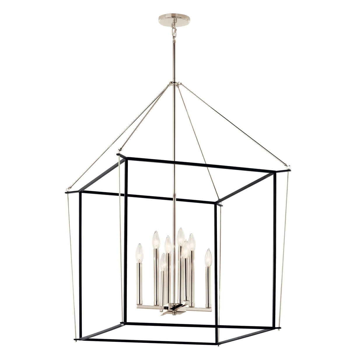 Kichler Eisley 8-Light Polished Nickel Modern/Contemporary Lantern Led, Large Hanging Pendant Light