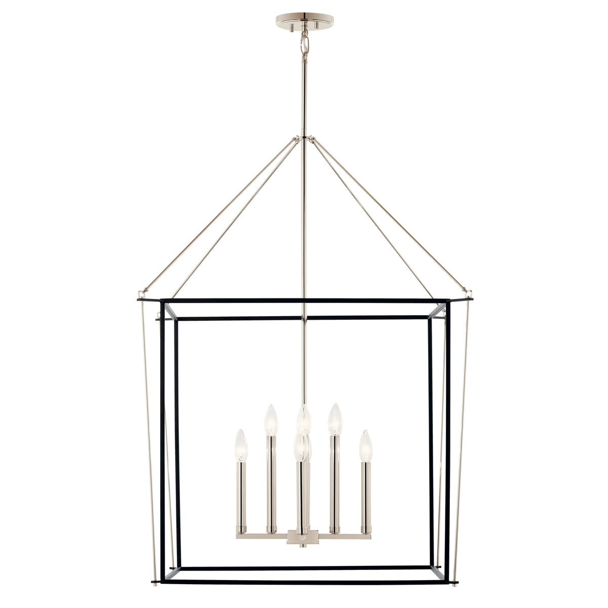 Kichler Eisley 8-Light Polished Nickel Modern/Contemporary Lantern Led, Large Hanging Pendant Light