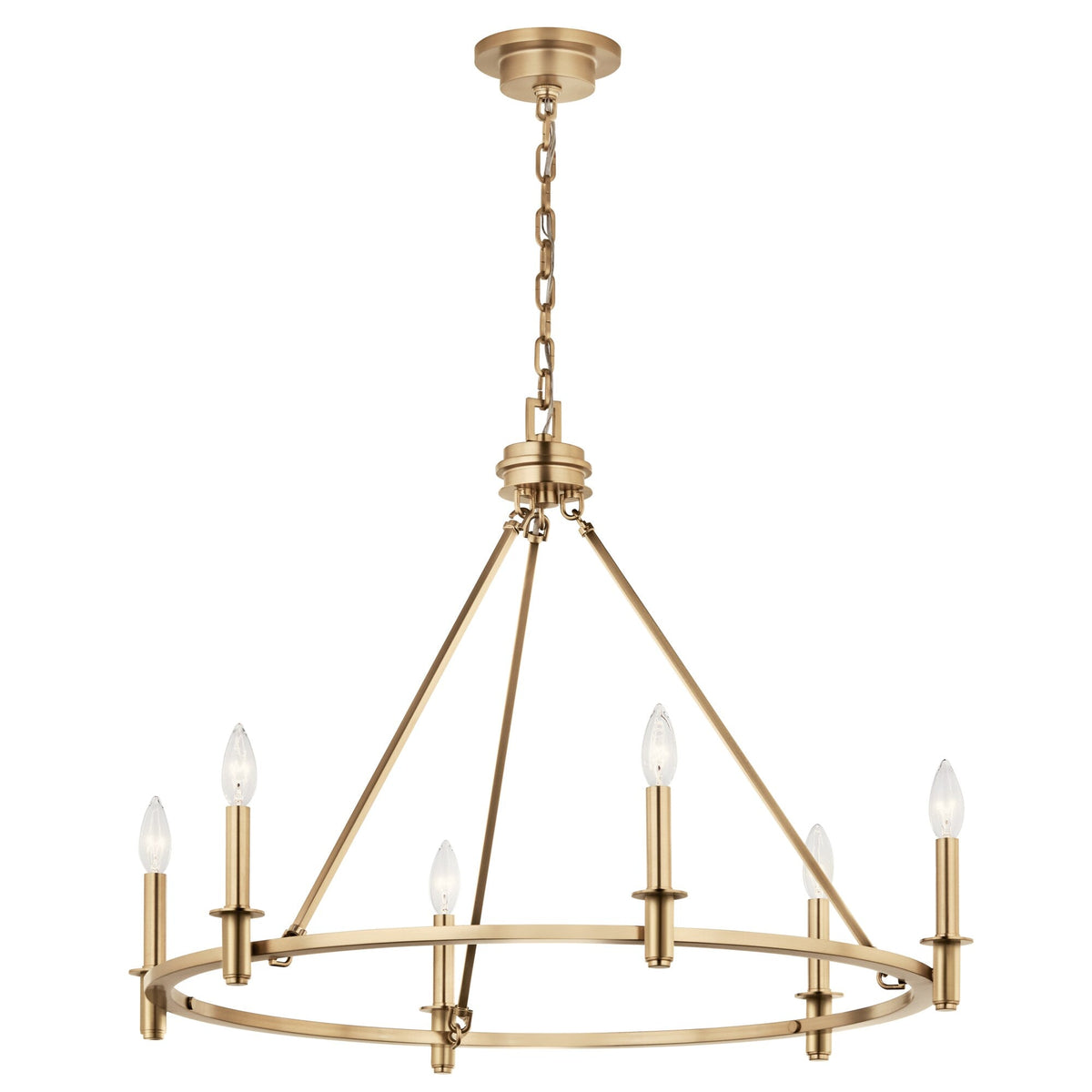 Kichler Carrick 6-Light Gold Traditional Bare Bulb Chandelier