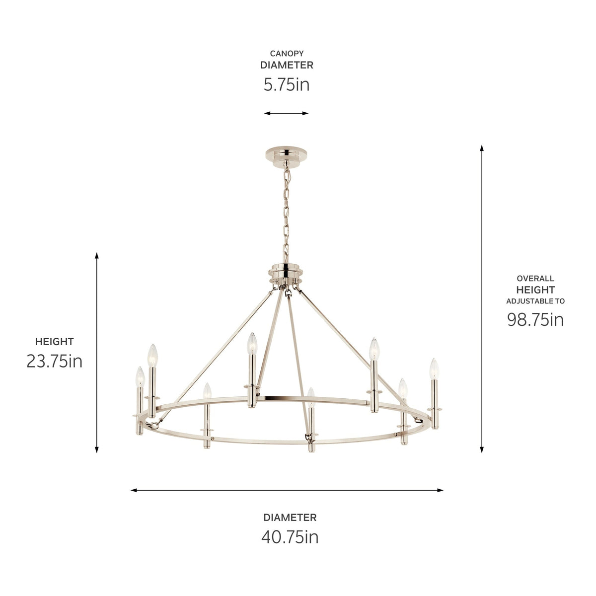 Kichler Carrick 8-Light Polished Nickel Traditional Bare Bulb Chandelier
