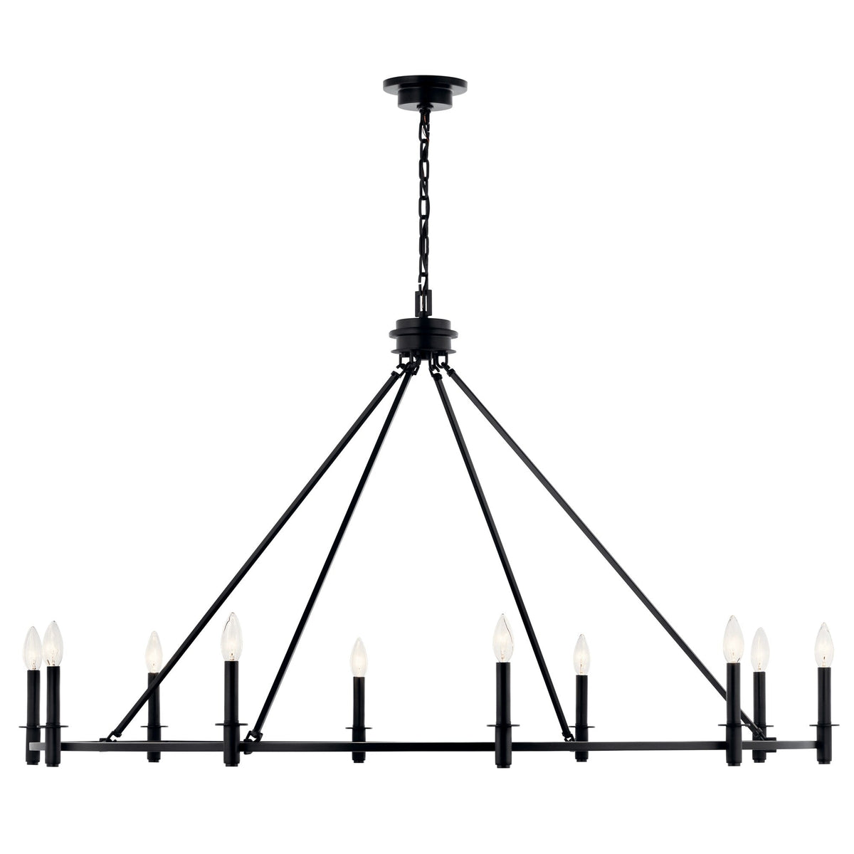 Kichler Carrick 10-Light Black Traditional Bare Bulb Chandelier