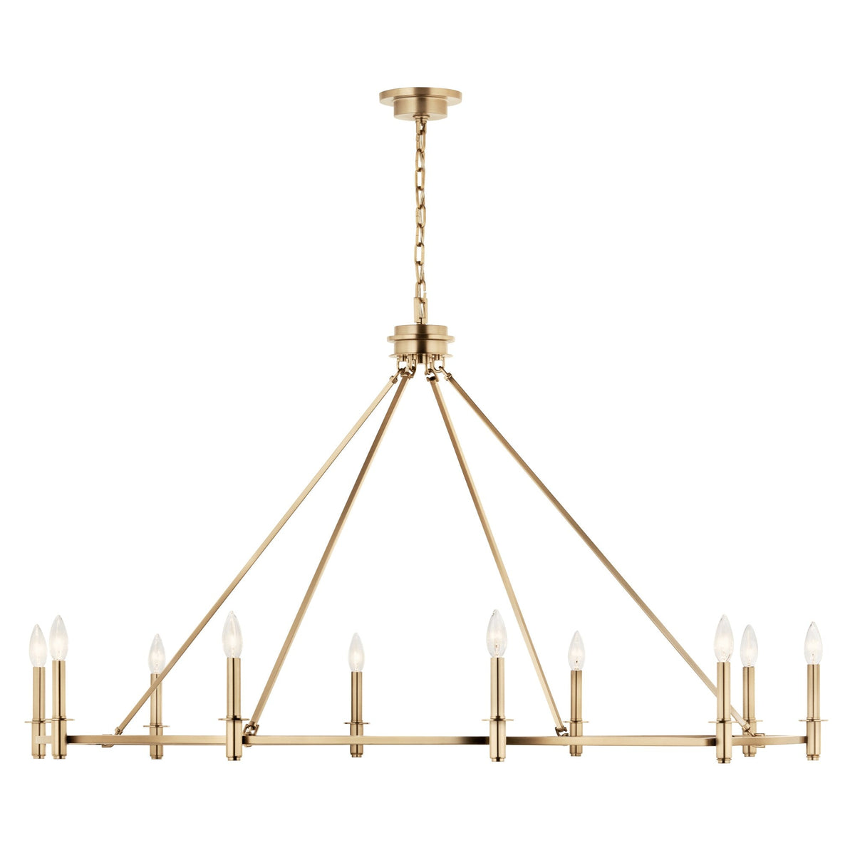 Kichler Carrick 10-Light Gold Traditional Bare Bulb Chandelier