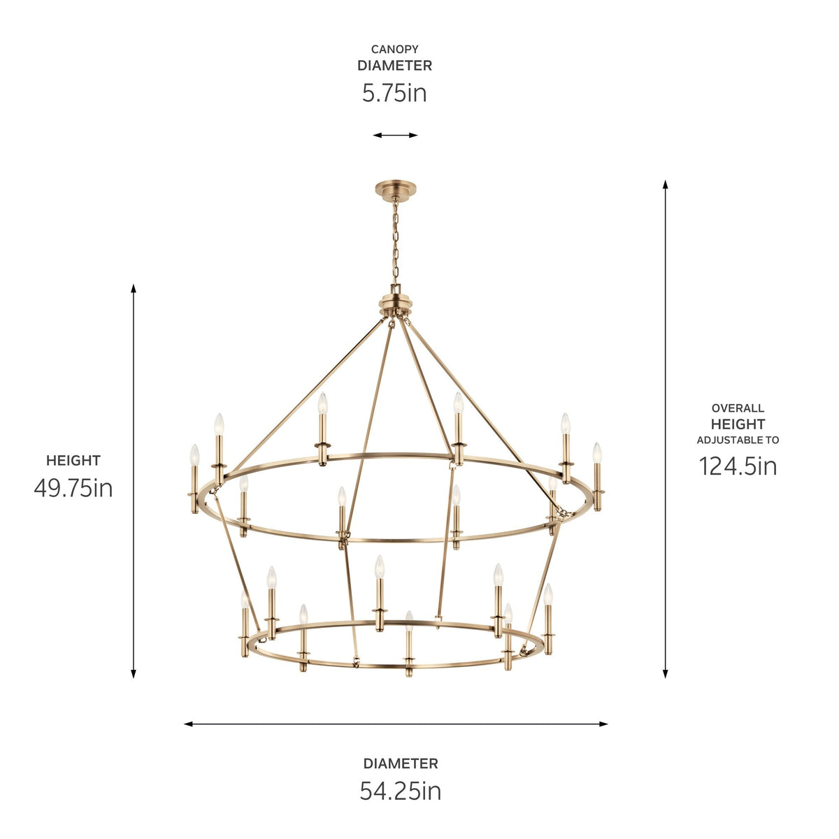 Kichler Carrick 18-Light Gold Traditional Bare Bulb Chandelier