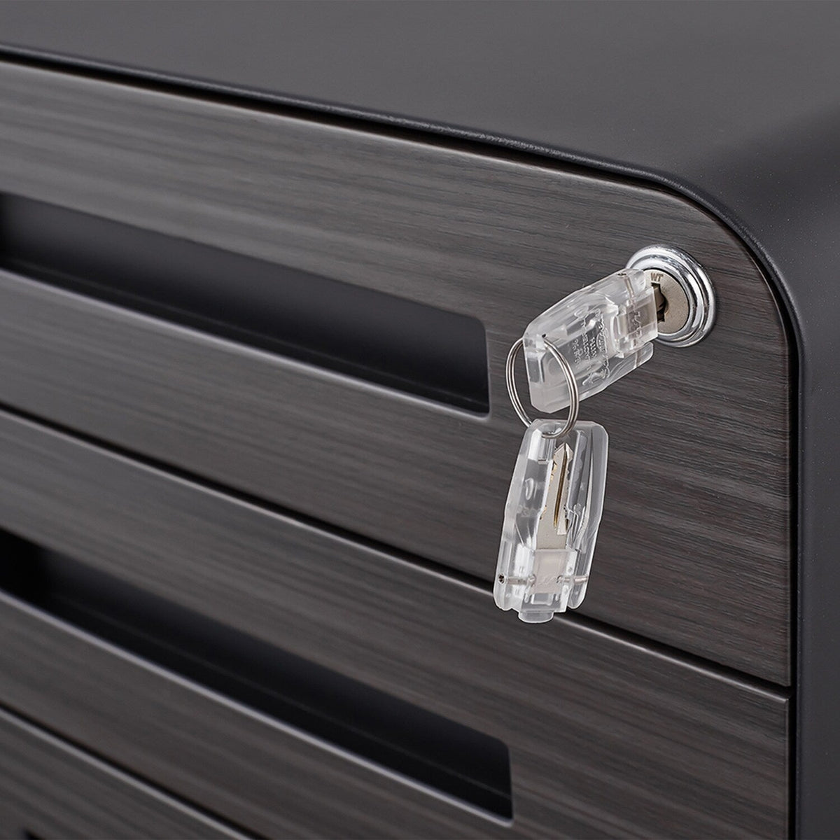 SINOFURN Gray Black 3-Drawer 15.8-in File Cabinet