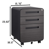 SINOFURN Gray Black 3-Drawer 15.8-in File Cabinet
