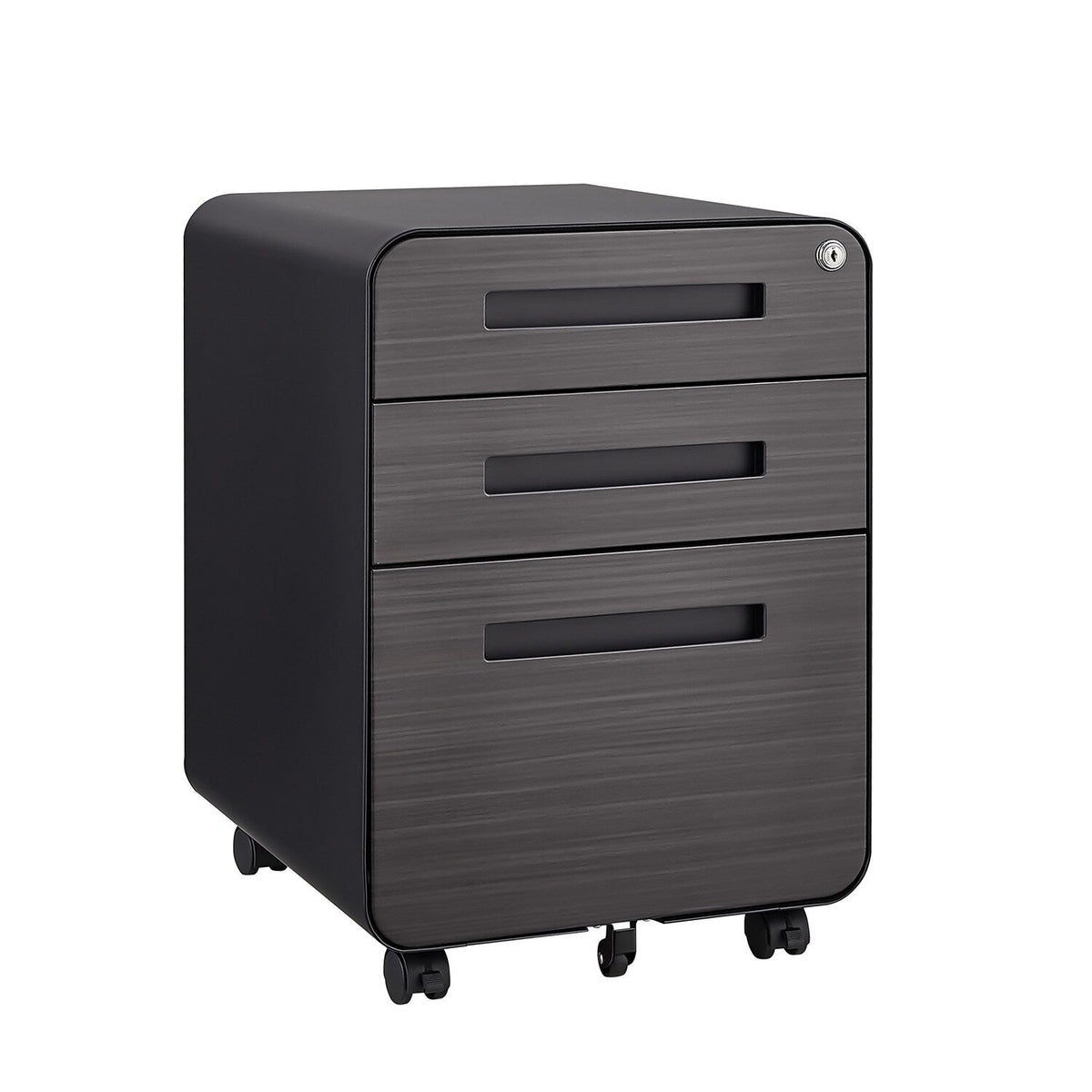SINOFURN Gray Black 3-Drawer 15.8-in File Cabinet