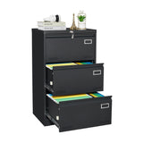 SINOFURN Black 3-Drawer 23.6-in File Cabinet