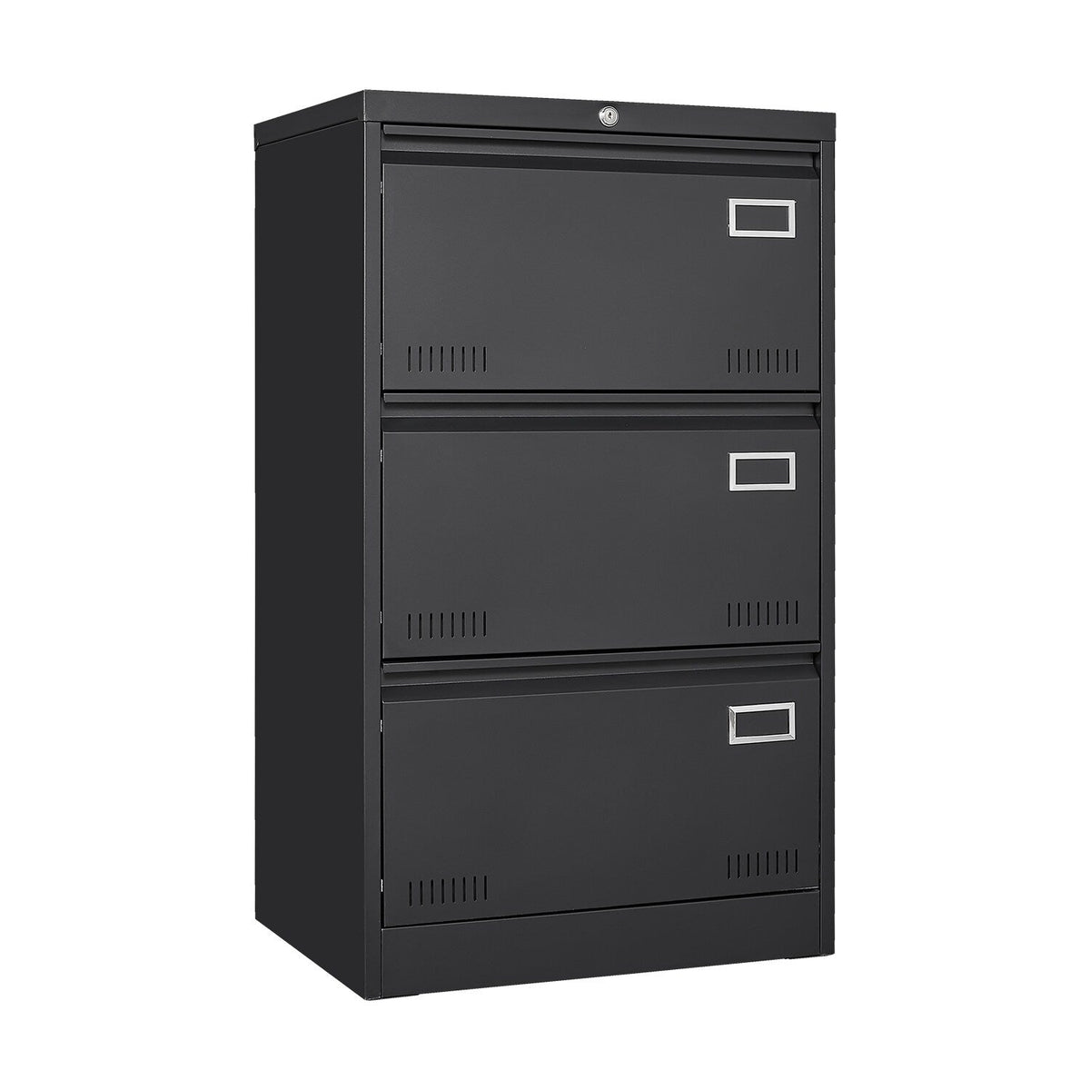 SINOFURN Black 3-Drawer 23.6-in File Cabinet