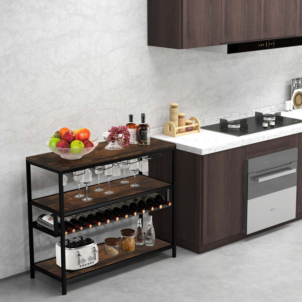 Goplus 300-Bottle Rustic Brown Wood Wine Cabinet