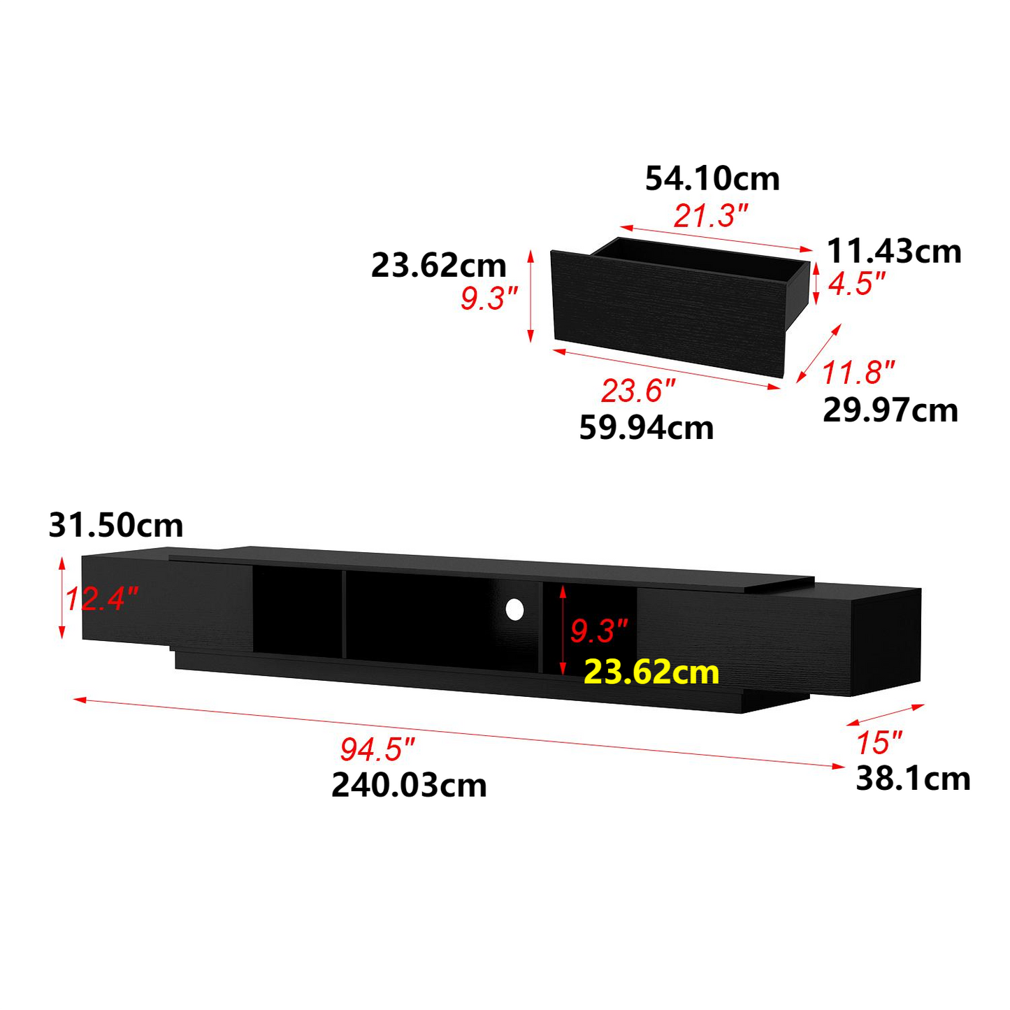 FUFU&GAGA Modern/Contemporary Black Tv Cabinet Integrated Tv Mount (Accommodates TVs up to 80-in)