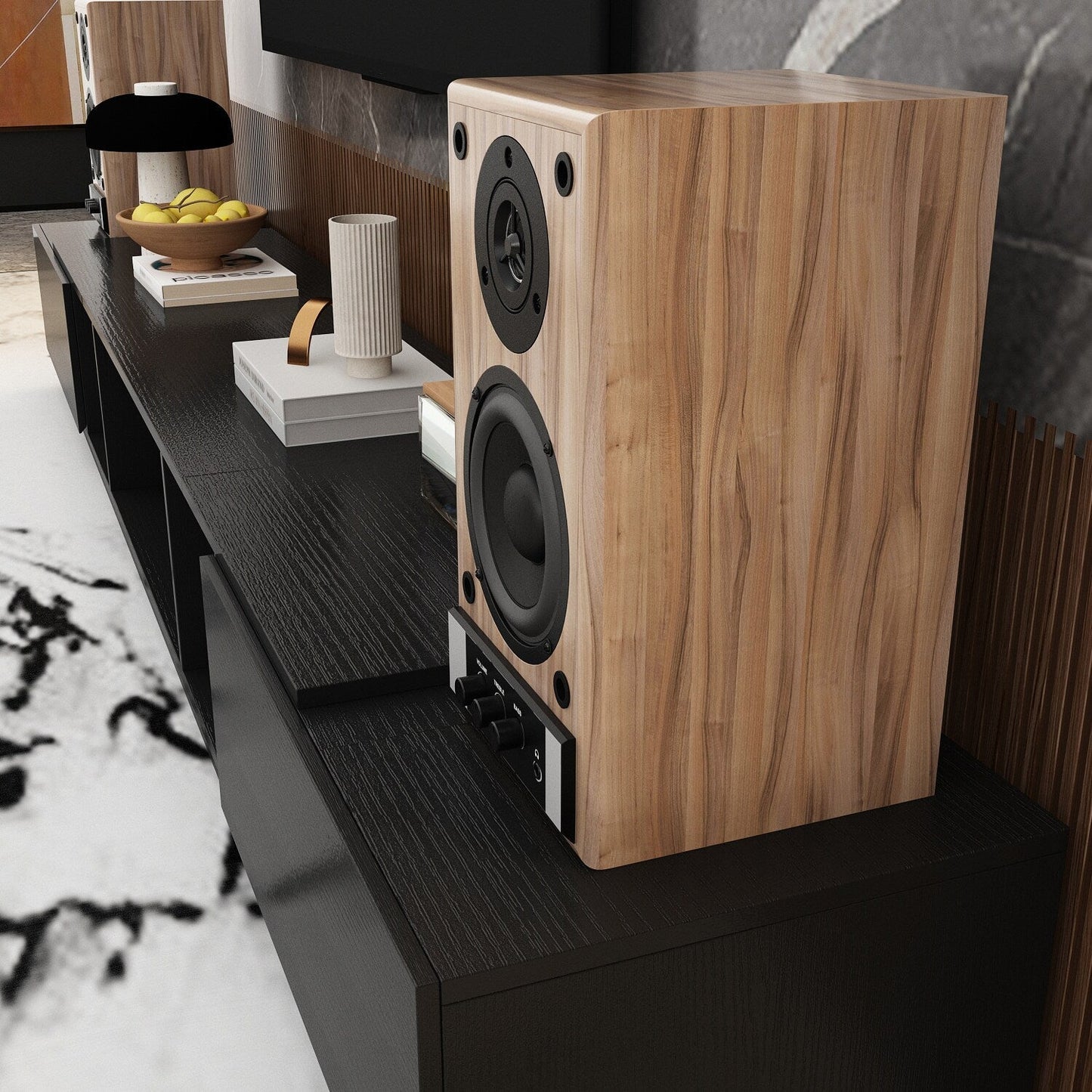 FUFU&GAGA Modern/Contemporary Black Tv Cabinet Integrated Tv Mount (Accommodates TVs up to 80-in)
