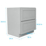 RELIABILT Overlake 30-in W x 34.5-in H x 24-in D Gray 2-Drawers Base Ready To Assemble Plywood Cabinet (Recessed Panel Style)