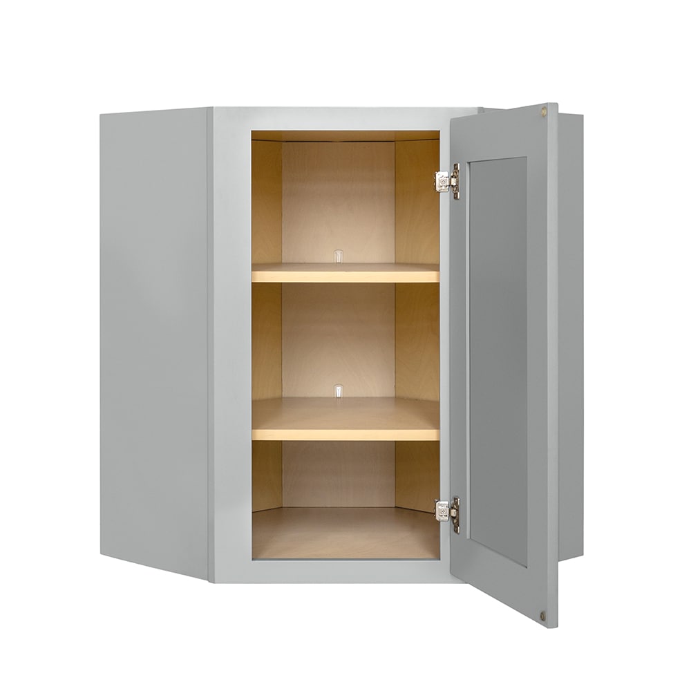 RELIABILT Overlake 24-in W x 36-in H x 24-in D Gray Diagonal Corner Wall Ready To Assemble Plywood Cabinet (Recessed Panel Shaker Style)