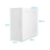 RELIABILT Fairplay 30-in x 30-in White Shaker Wall Cabinet, Ready to Assemble, Plywood Construction