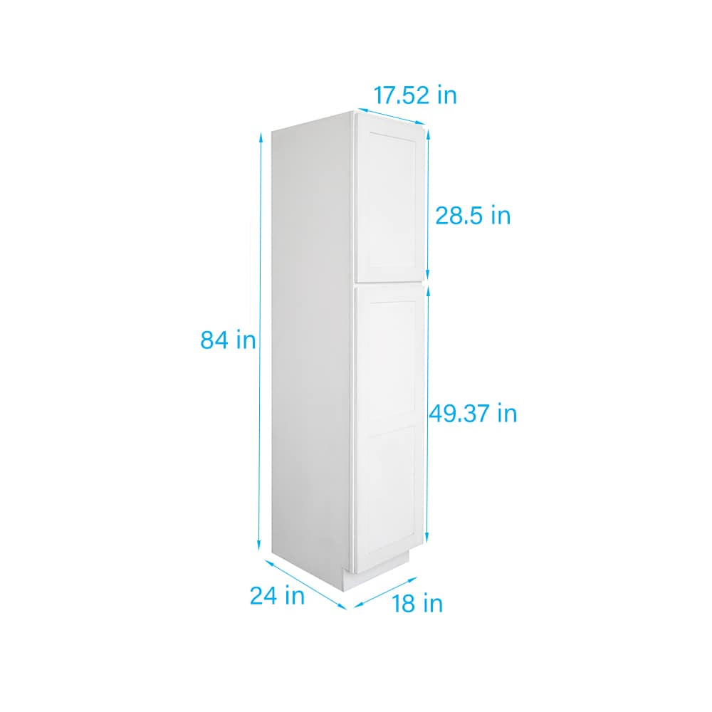 RELIABILT Fairplay 18-in W x 84-in H x 24-in D White Pantry Ready To Assemble Plywood Cabinet (Recessed Panel Shaker Door Style)