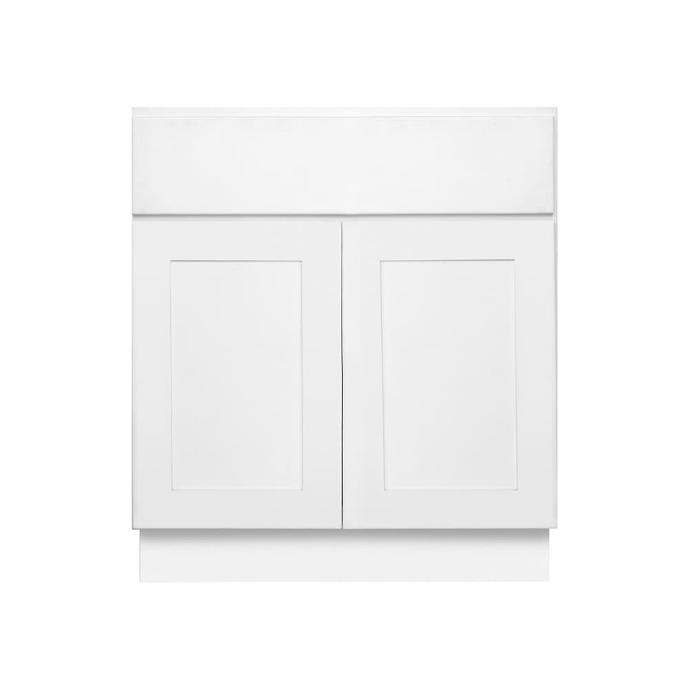 RELIABILT Fairplay 30-in W x 34.5-in H x 24-in D White Sink Base Ready To Assemble Plywood Cabinet (Recessed Panel Shaker Style)