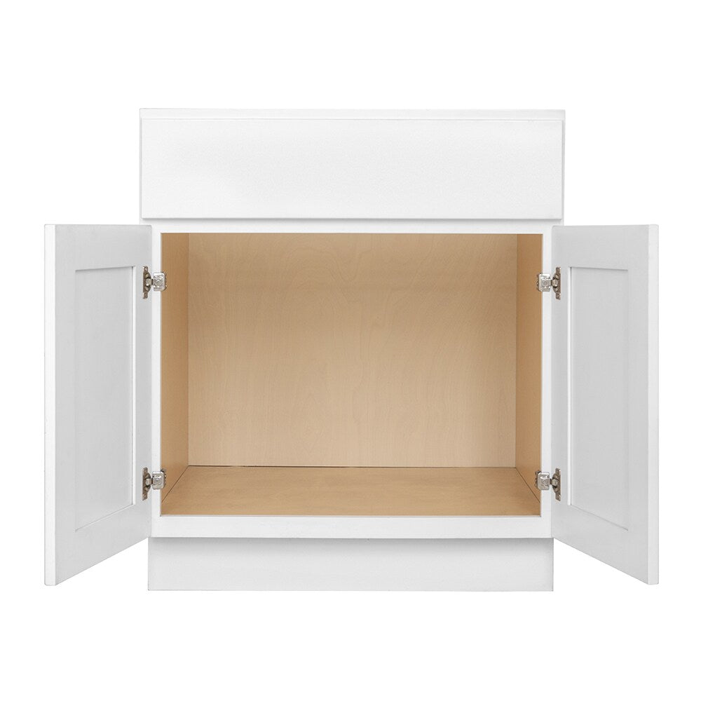 RELIABILT Fairplay 30-in W x 34.5-in H x 24-in D White Sink Base Ready To Assemble Plywood Cabinet (Recessed Panel Shaker Style)