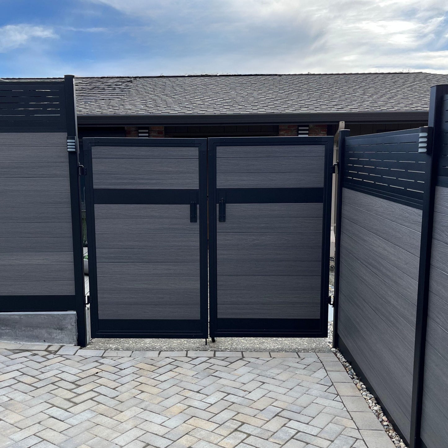 Infinity 5-in W Black Aluminum No Dig Privacy Universal Fence Gate Kit