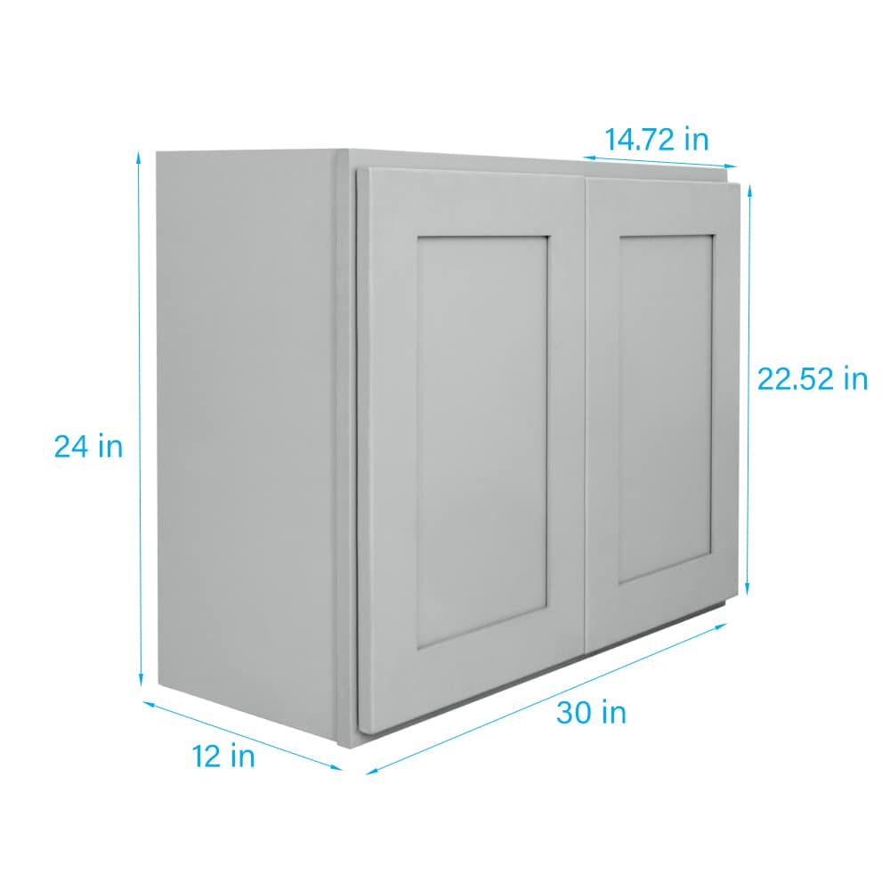 RELIABILT Overlake 30-in W x 24-in H x 12-in D Gray Wall Ready To Assemble Plywood Cabinet (Recessed Panel Shaker Door Style)