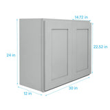 RELIABILT Overlake 30-in W x 24-in H x 12-in D Gray Wall Ready To Assemble Plywood Cabinet (Recessed Panel Shaker Door Style)