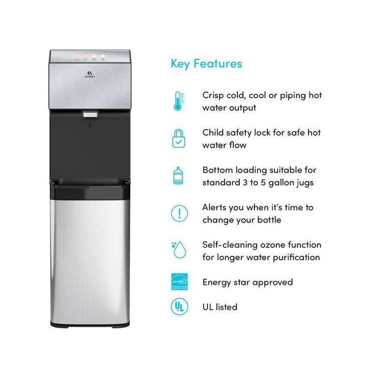 Electric Bottom Loading Water Cooler Water Dispenser - 3 Temperatures Self-Cleaning UL ENERGY STAR