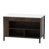 FUFU&GAGA Brown Composite Base with Mdf Top Kitchen Cart (30-in x 55.1-in x 36-in)