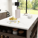 FUFU&GAGA Brown Composite Base with Mdf Top Kitchen Cart (30-in x 55.1-in x 36-in)