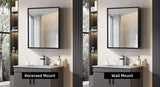 AAZJ AS 20-in x 26-in Surface/Recessed Mount Black Mirrored Medicine Cabinet
