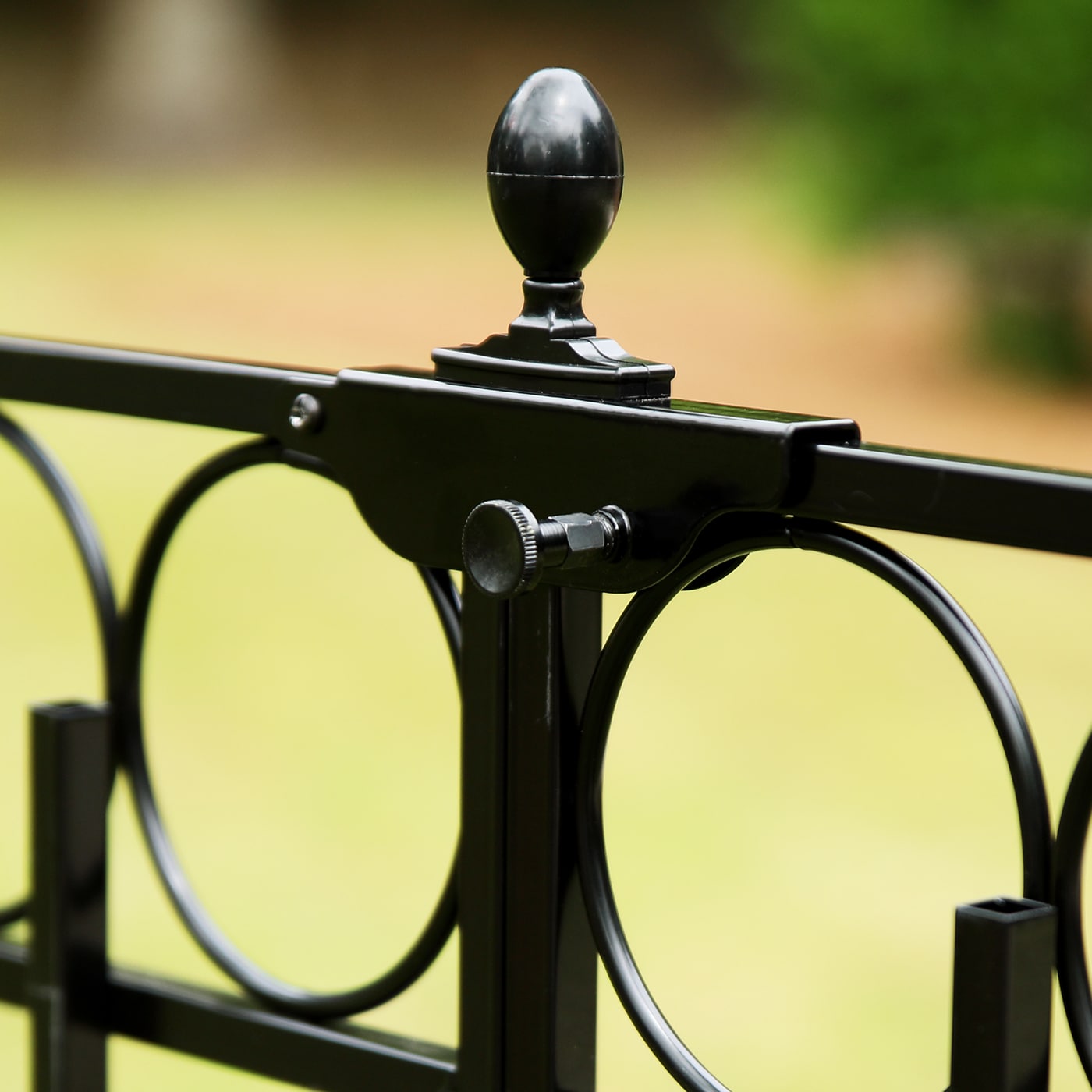 YARDLINK Grand Ambrose XL 3-ft H x 3-3/4-ft W Black Powder Coated Steel No Dig Flat-top No Dig Decorative Fence Gate