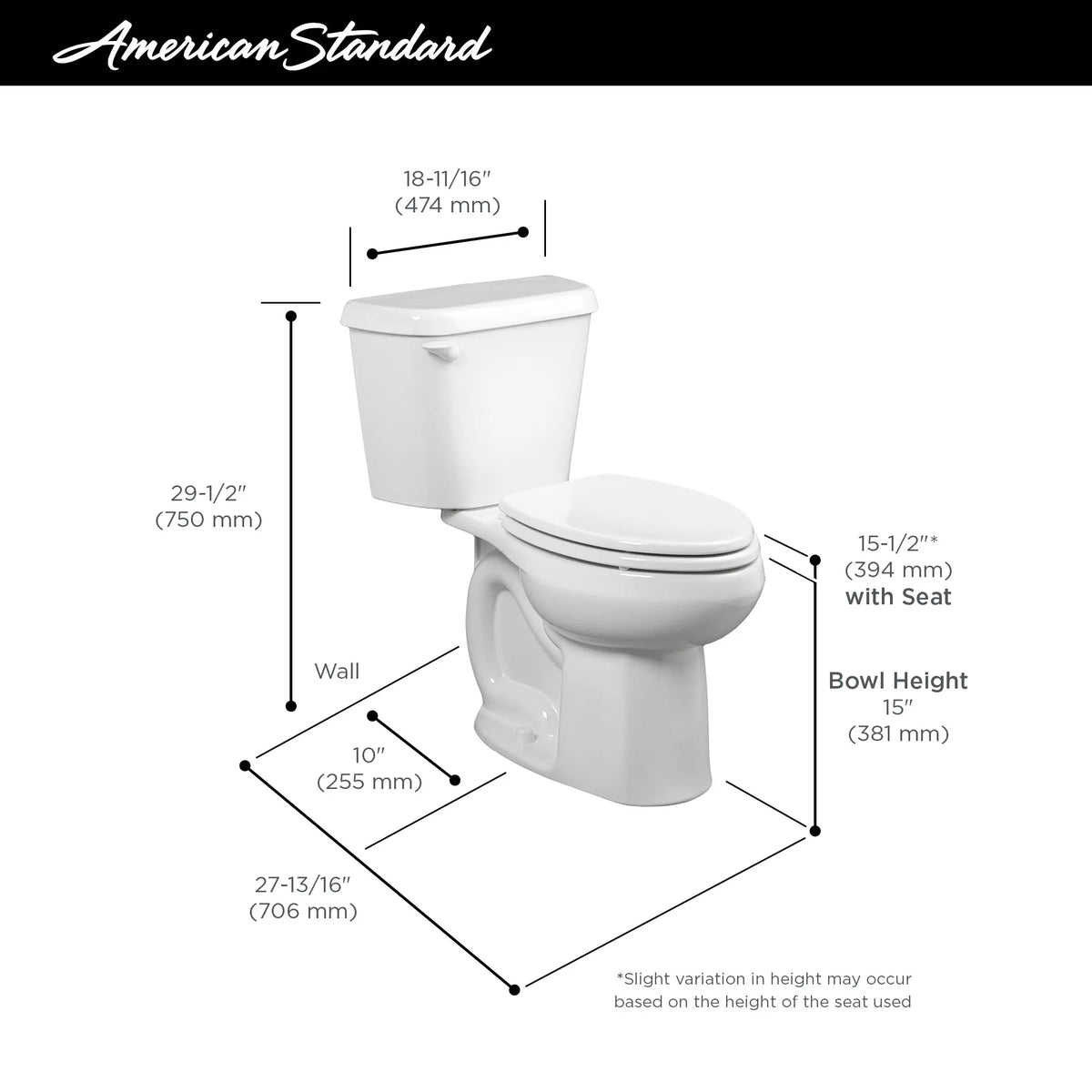 American Standard Colony White Elongated Standard Height 2-Piece Toilet, 10-in Rough-In