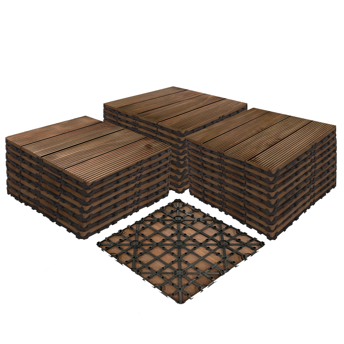 Achim 12-in x 12-in 27-Pack Royal Mahogany Unfinished Wood Deck Tile (27-sq ft)