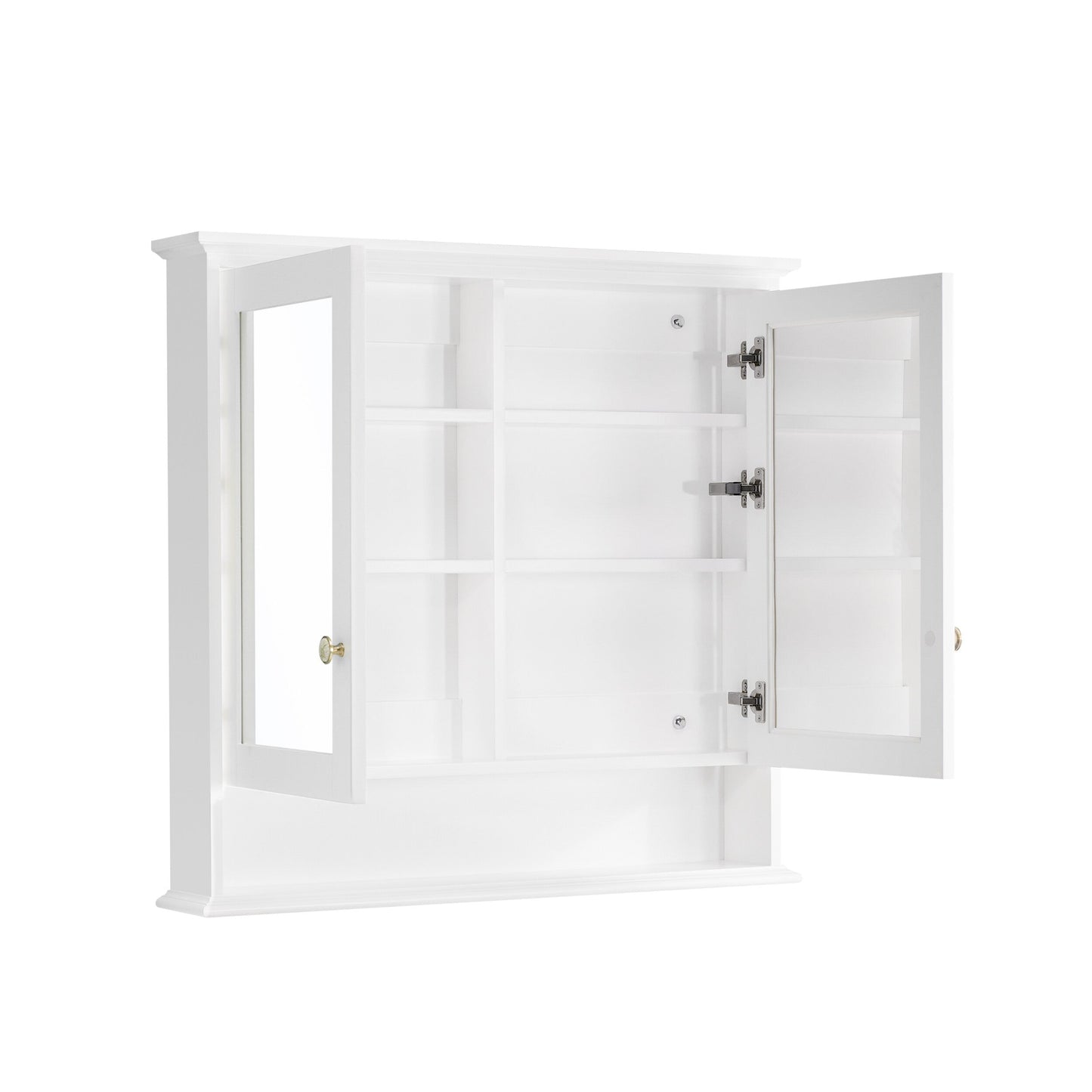 WELLFOR GRACE Solid Wood 36-in x 34-in Surface Mount White Mirrored Soft Close Medicine Cabinet