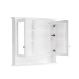 WELLFOR GRACE Solid Wood 36-in x 34-in Surface Mount White Mirrored Soft Close Medicine Cabinet