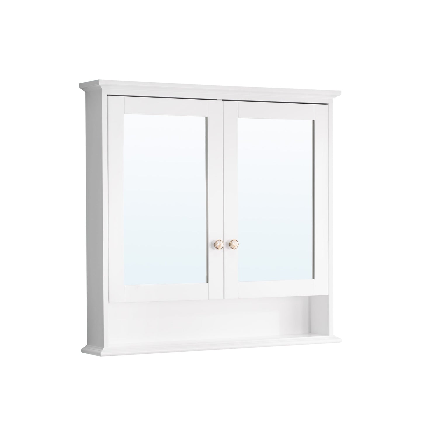 WELLFOR GRACE Solid Wood 36-in x 34-in Surface Mount White Mirrored Soft Close Medicine Cabinet