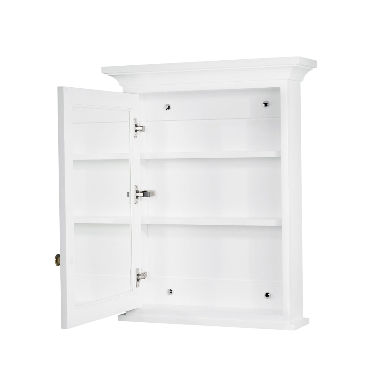 WELLFOR GRACE Solid Wood 24-in x 30-in Surface Mount White Mirrored Soft Close Medicine Cabinet