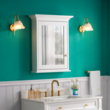 WELLFOR GRACE Solid Wood 24-in x 30-in Surface Mount White Mirrored Soft Close Medicine Cabinet