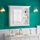 WELLFOR GRACE Solid Wood 36-in x 30-in Surface Mount White Mirrored Soft Close Medicine Cabinet