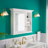 WELLFOR GRACE Solid Wood 36-in x 30-in Surface Mount White Mirrored Soft Close Medicine Cabinet
