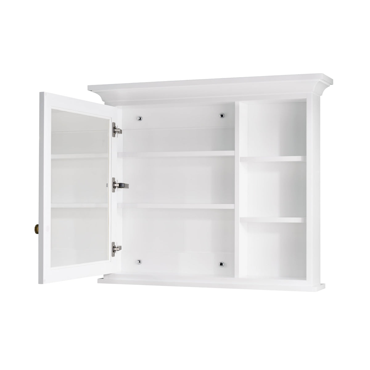 WELLFOR GRACE Solid Wood 36-in x 30-in Surface Mount White Mirrored Soft Close Medicine Cabinet