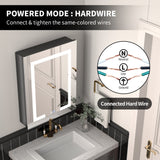 ExBrite Savio 20-in x 26-in Lighted LED Fog Free Surface/Recessed Mount Matte Black Mirrored Soft Close Medicine Cabinet with Outlet