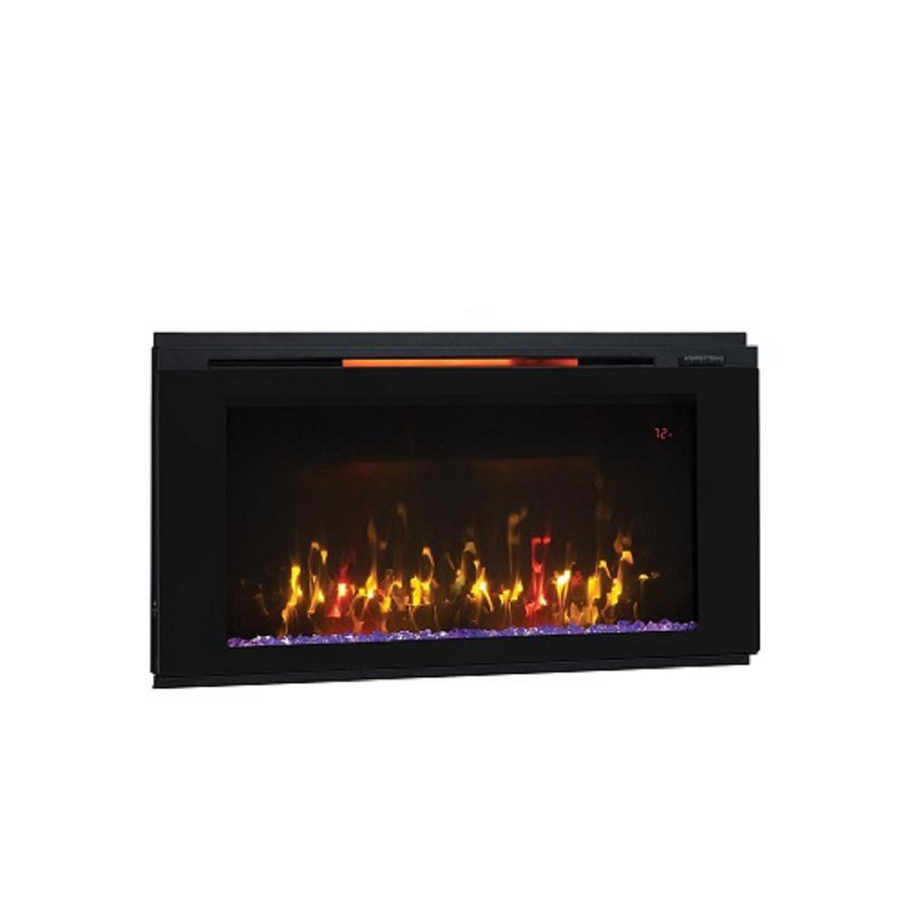 Helen 48 in. Wall-Mount Electric Fireplace in Black - Super Arbor