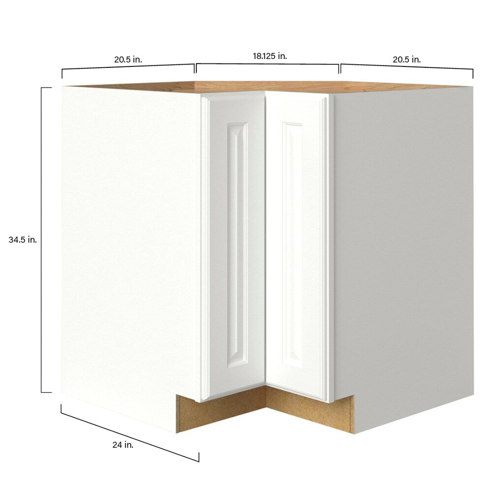 allen + roth Tilson 33-in W x 34.5-in H x 24-in D Linen Lazy Susan Corner Base Fully Assembled Cabinet (Raised Panel Style)