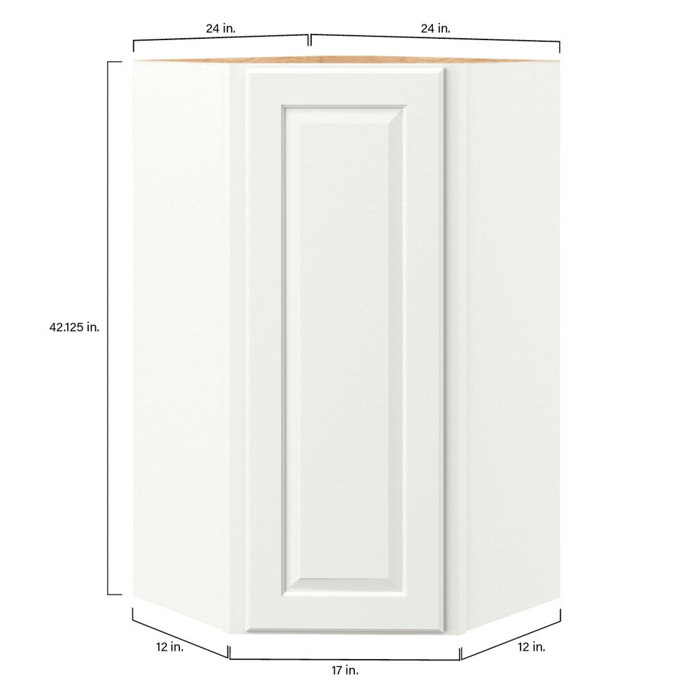 allen + roth Tilson 24-in W x 42.125-in H x 12-in D Linen Diagonal Corner Wall Fully Assembled Cabinet (Raised Panel Square Style)