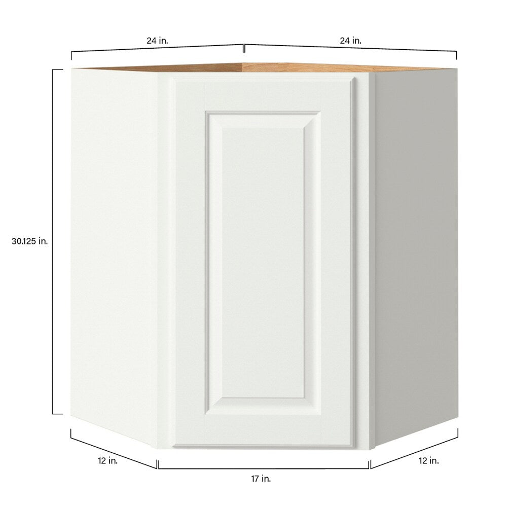 allen + roth Tilson 24-in W x 30.125-in H x 12-in D Linen Diagonal Corner Wall Fully Assembled Cabinet (Raised Panel Square Style)